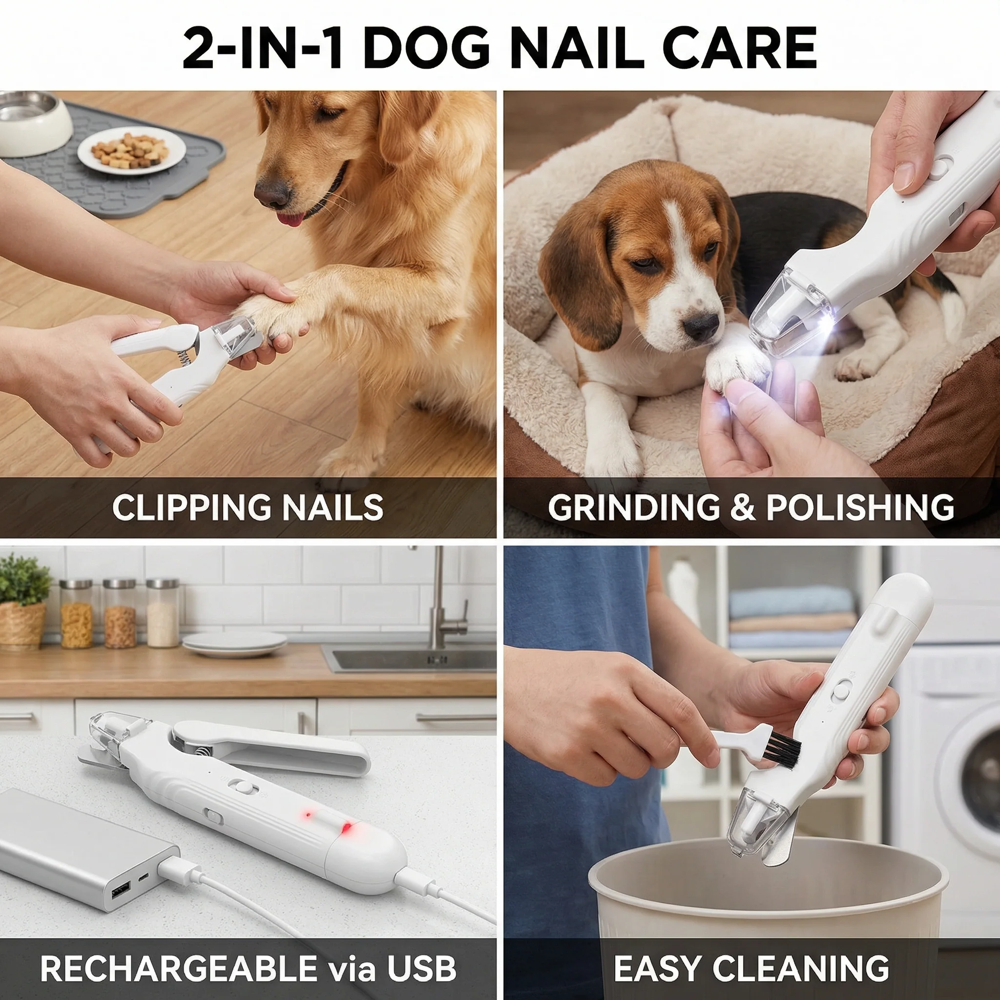 2-in-1 Professional Dog Nail Clipper & Grinder – Ultra-Quiet & Rechargeable - Image 4