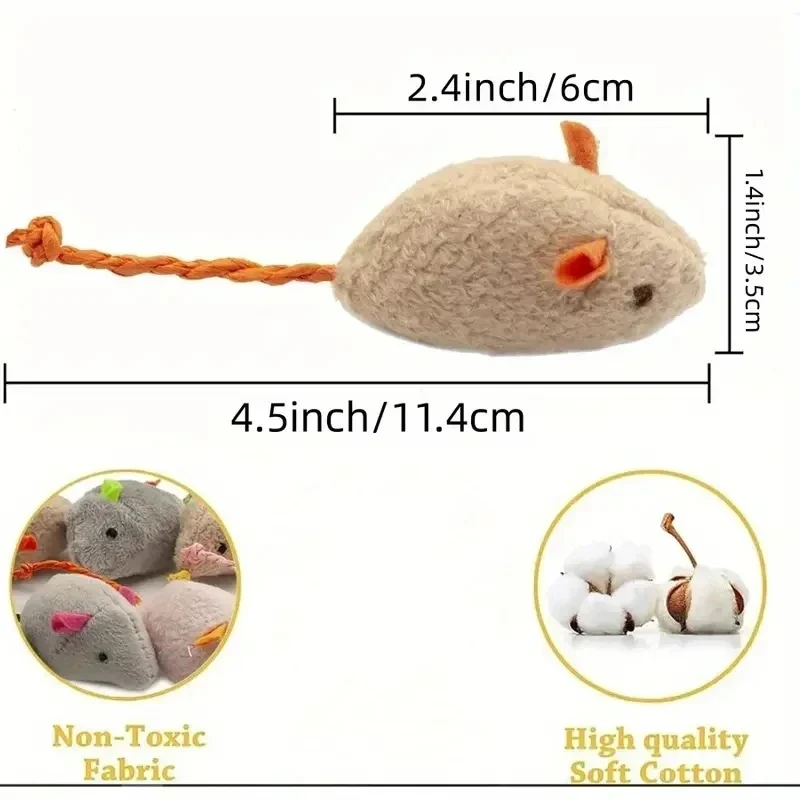 3/7 Piece Interactive Plush Rat Cat Toy - Image 4