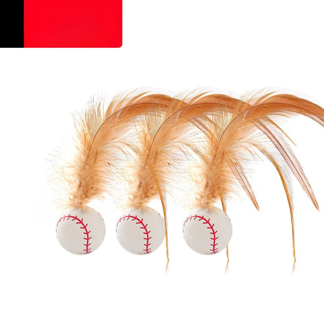 Cat Feather Rubber Ball Toy - Image 4