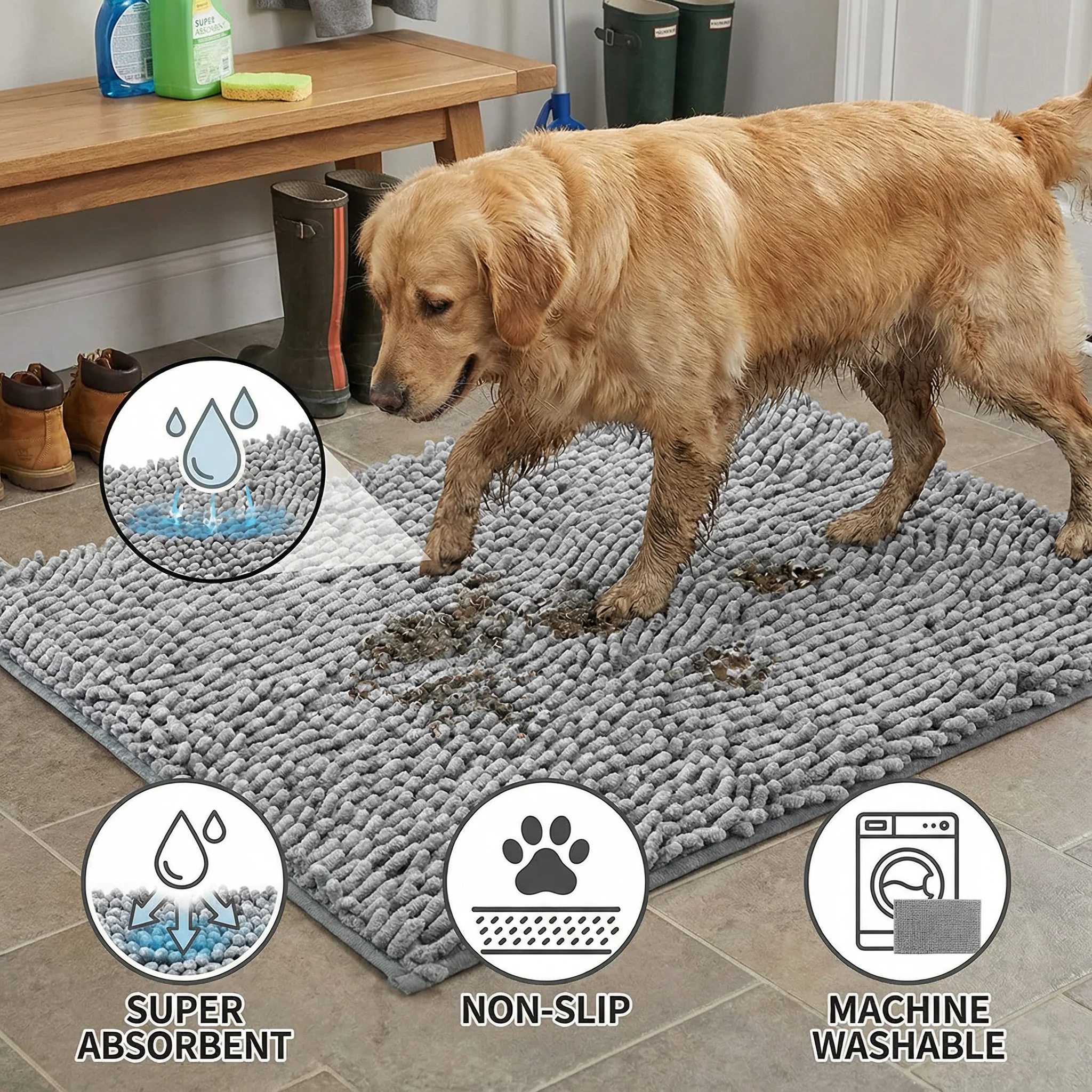 Dog Mud Mat – Super Absorbent, Non-Slip & Washable - Image 3