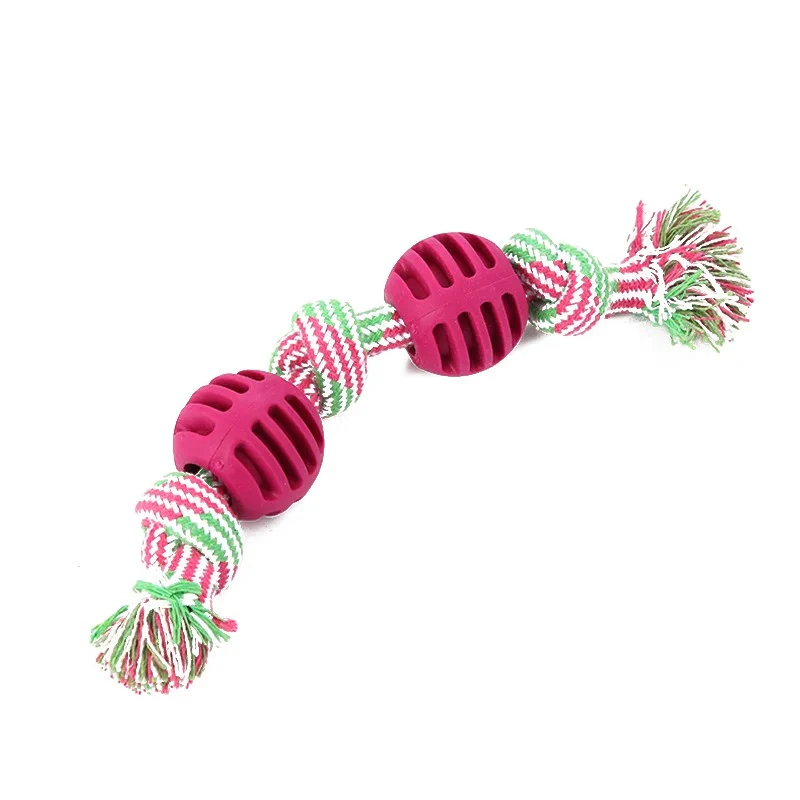 Double Knot Cotton Cord with Ball Dog Toy - Image 5