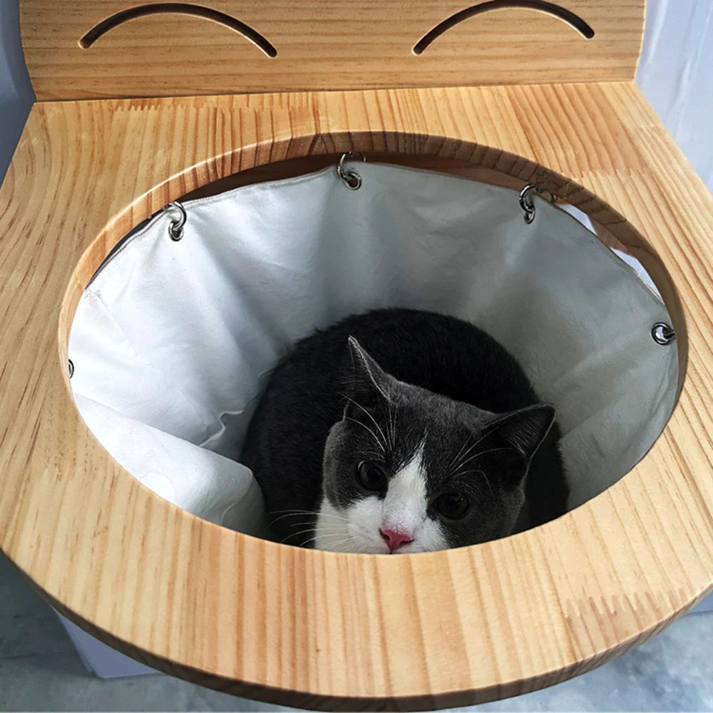 Hanging wooden cat basket - Image 6