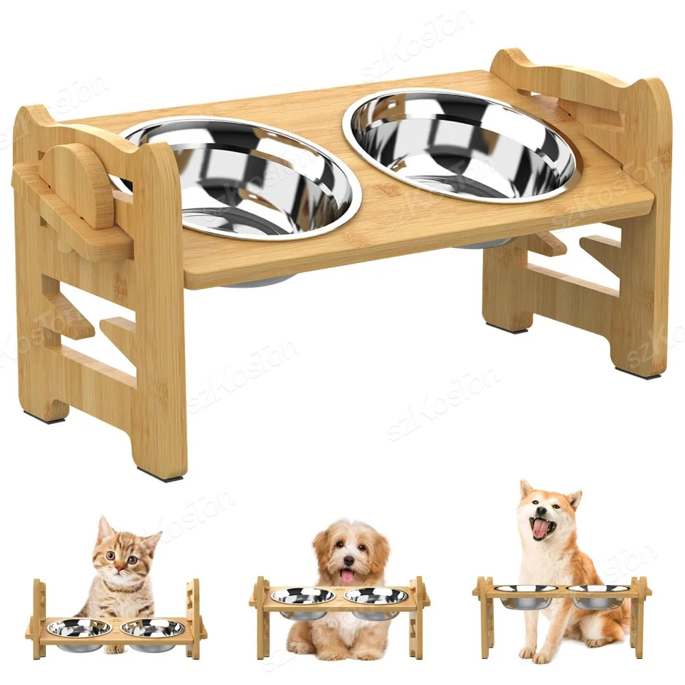 Raised Bamboo Pet Bowls - Image 4